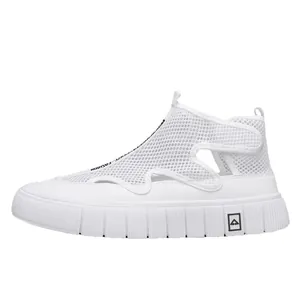 Zapatillas informales blancas de malla transpirable para hombre con suela gruesa