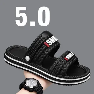 Sandali da Spiaggia Casual da Uomo con Suola Spessa Design a Doppio Uso Leggeri EVA Cinturini Intrecciati Stampa Lettere Ciabatte Estive per Guida Outdoor