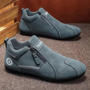 Chaussures de Sport Décontractées pour Hommes Avec Fermeture Éclair Latérale Baskets de Sécurité Antidérapantes Doublées en Peluche