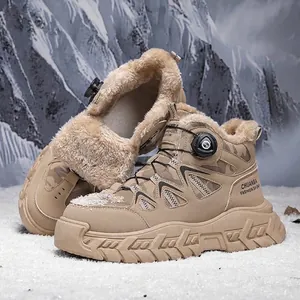 Botas de senderismo de invierno para hombre con forro de felpa cálido y cierre giratorio