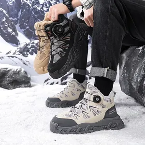 Botas de senderismo térmicas de invierno para hombre con forro polar y cierre