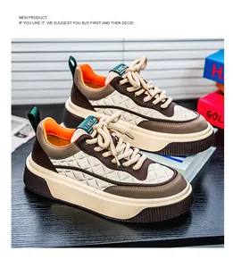 Κομψά αδιάβροχα δερμάτινα ανδρικά sneakers με σόλα πλατφόρμας και καπιτονέ σχέδιο για άνεση