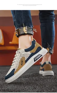 Detailansicht der atmungsaktiven Mesh-Sneaker mit stylischem Seiteneinsatz und dicker Sohle.