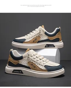 Nahaufnahme des atmungsaktiven Mesh-Details und des AIR-Logos an Herren-Sneakern