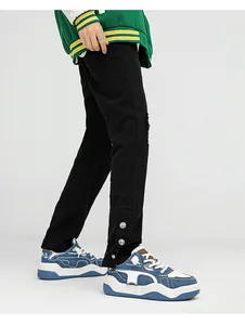 Side view of blue and white chunky bread sneakers featuring thick platform soles.