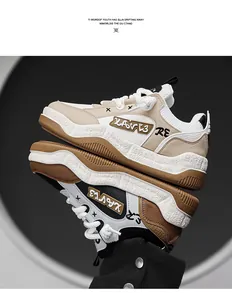 Detailed side view of stylish platform bread shoes with breathable mesh and leather textures.