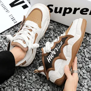 Trendy platform chunky sneakers with breathable mesh and bat-wing design panels