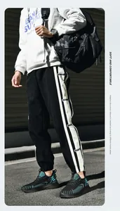 Ανδρικά αναπνεύσιμα αθλητικά παπούτσια fly-knit σε μαύρο και γαλαζοπράσινο χρώμα