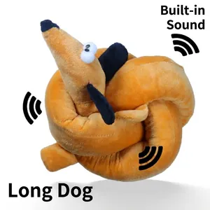 Durable squeaky plush dachshund dog toy for aggressive chewers and interactive play