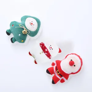 Set of three Christmas plush pet toys featuring Santa Claus, snowman, and tree shapes for cats.
