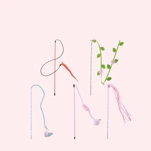 Interactive Cat Teaser Wand Toy Plush Caterpillar Spring Ball Tassel Sequin Pet Wand Toys For Indoor Cats Boredom Relief