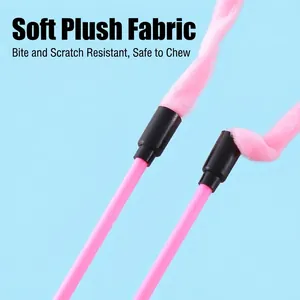Interactive cat teaser wand featuring soft plush fabric and a durable pink rod