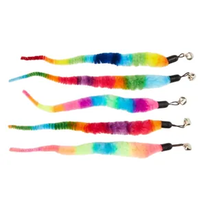 Dettaglio di 5 ricariche per giocattoli gatto verme colorato 22cm con campanellini