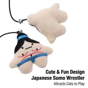 Funny plush sumo wrestler style cat teaser toy with bell and catnip for active pets