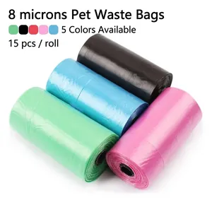 Pet waste bag rolls 0.8 micron thickness 15 bags per roll in various colors
