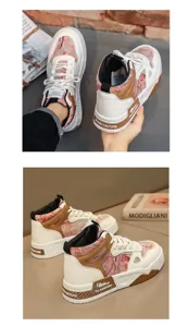 Gedetailleerde zij- en bovenkant weergaven van vintage olieverfschilderij sneakers