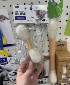 Wool giant cotton swab cat toy with built-in bell, soft teasing stick for active pets