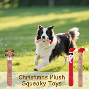 Interaktives langes Weihnachts-Plüsch-Hunde-Spielzeug mit Rentier- und Weihnachtsmann-Motiv