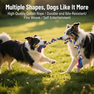 Durable multi-colored cotton rope dog tug toy for interactive outdoor play