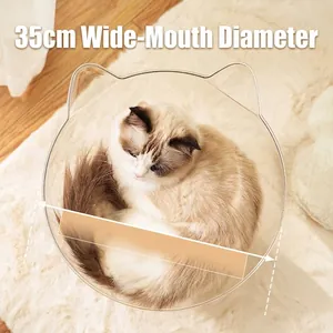 Cuccia per gatti a capsula spaziale trasparente a forma di testa di gatto, 35cm