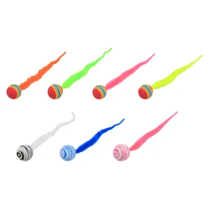 Colorful caterpillar-shaped cat toy balls set with striped and marbled patterns