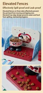 Detail van de kantelbestendige voerbakstandaard met hoge spatrand voor katten