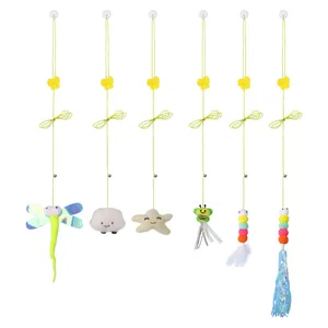 Set of creative hanging elastic cat swing toys with suction cups for indoor self-play