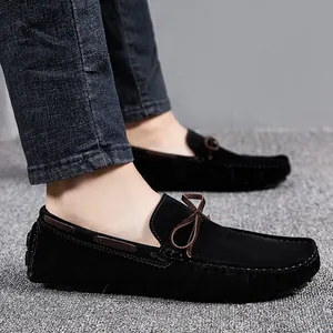 Herren Casual Mikrofaser Wildleder Slipper Slip-on Fahrschuhe Mit Schleife Mokassins Für Herren Alltag Bequem Genähte Schuhe