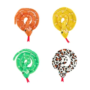 4-pack snake plush catnip toys in various vibrant patterns for interactive pet play