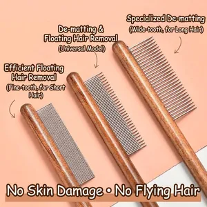 Juego de peines de madera para eliminar el pelo y desenredar a perros y gatos
