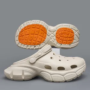 Stylish chunky platform clogs with orange anti-slip sole for outdoor summer beach wear.