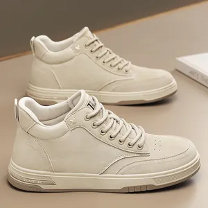 Scarpe da Skate Casual da Uomo Stile Workwear Sneakers in Pelle Microfibra Moda Streetwear Mid-Top Cuciture Suola in Gomma