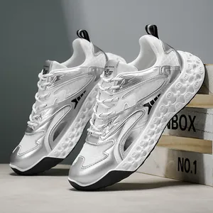 Zapatos de Papá Retro para Hombre Malla Transpirable Suela Gruesa Zapatillas Casuales Zapatos de Deporte Exterior Acabado Cepillado Calzado de Calle Retro