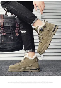 Warme, mit Fleece gefütterte High-Top-Plateau-Sneaker für Herren mit Drehverschluss