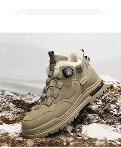 Detailansicht der khakifarbenen Wintersneaker mit Plüschfutter und Drehverschluss