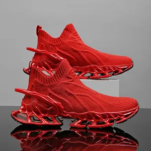 Baskets chaussettes en maille rouge respirantes haut de gamme avec semelle creuse