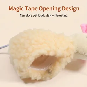 Plush mouse cat toy with Velcro opening for treats and catnip storage