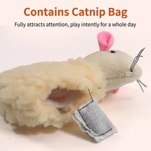 Interactive plush mouse cat toy featuring a Velcro opening for catnip herb pouches
