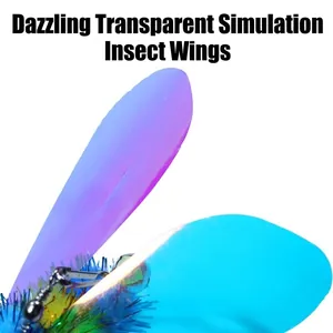 Colorful transparent simulation insect wing replacement head for cat teaser wand toy