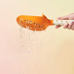 Large orange cat litter scoop with multi-size sifting holes for effective pet waste cleaning