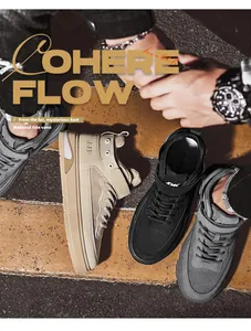 Sneaker alte da uomo di tendenza nei colori kaki, nero e grigio per la stagione autunno.