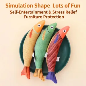 Realistic Simulated Saury Fish Cat Plush Toy With Catnip Teeth Cleaning Interactive Kitten Kick Toy For Indoor Cats