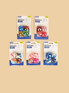 Five different sets of 4-piece cat toy ball packs featuring various textures and bells