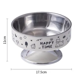 Elevated stainless steel pet bowl for cats and dogs with 17.5cm width and 11cm height