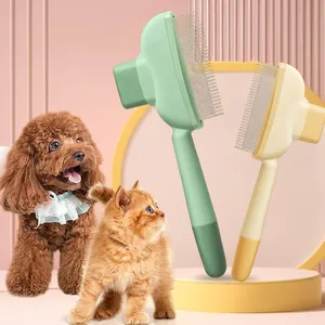 Professionelle Selbstreinigende Haustier-Zupfbürste Für Hunde Und Katzen Pflegewerkzeug Zur Haarentfernung Und Massage PP Edelstahl Kamm