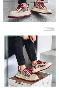 Vista detallada de las zapatillas de plataforma para hombre con motivos étnicos