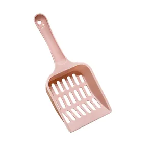 Ergonomic pink plastic cat litter scoop with hollow sifter design for easy cleaning