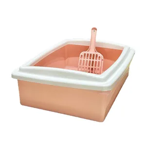 Arenero para gatos semicerrado rosa con pala de plástico a juego para gatitos pequeños