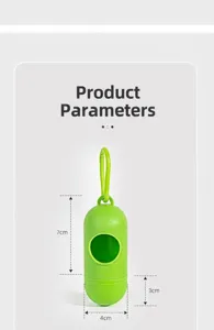 Spécifications de taille du distributeur de sacs à déjections canines vert en pilule