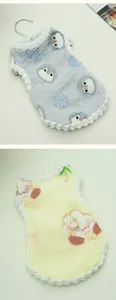 Soft fleece pet vests with cute penguin and rabbit patterns for small dogs or cats